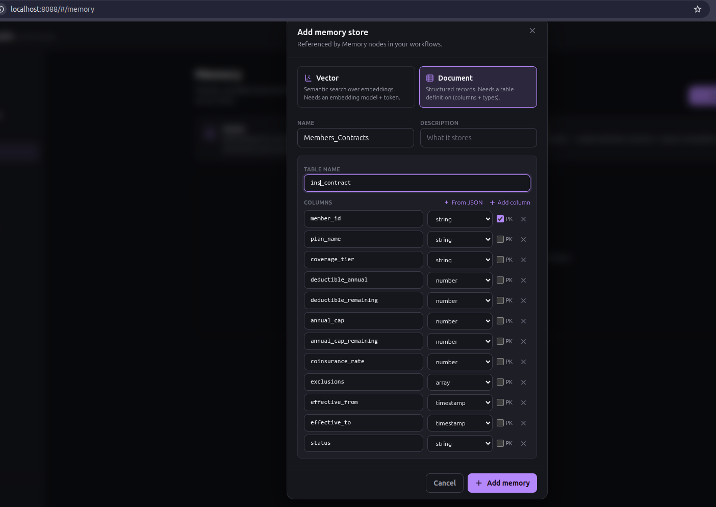 Creating the stone_policies document store