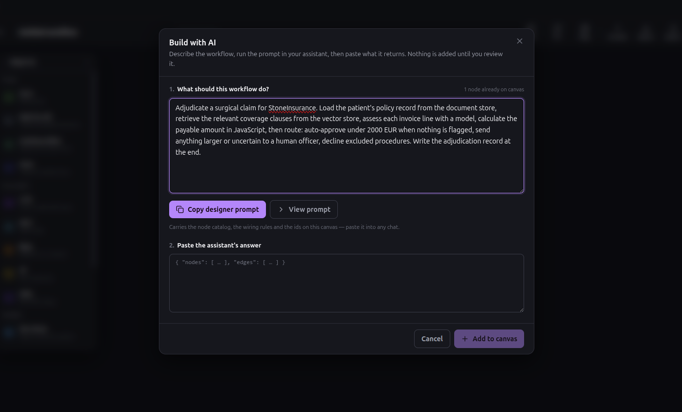 The goal typed into the AI Build panel